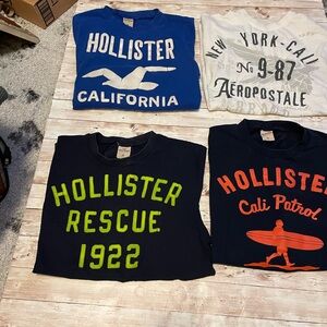 Hollister Blue and Green Short Sleeve Tees